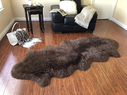 Free Shape Luxury Soft Fluffy Shag Area Rug Double 2'x6', 60x180cm - Vegan Fur Ultra Soft Indoor Carpet Nursery Rugs for Bedroom Home Decor, Brown