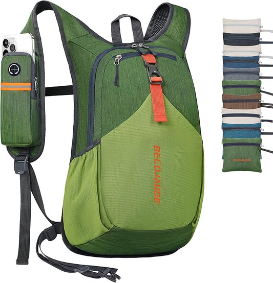 BECOJADDE 20L Small Hiking Backpack for Men Women Foldable Packable Back Pack Ultralight Hiking Daypack for Travel Camping Outdoor, Olive Green