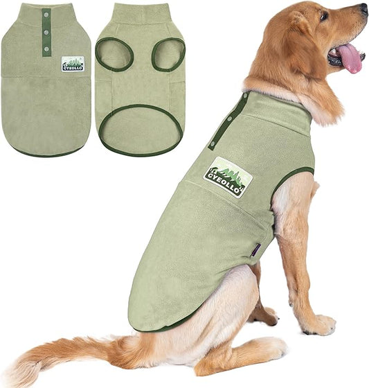 cyeollo Fleece Dog Sweater, Soft Stretchy Fleece Dog Jacket Pullover Turtleneck Dogs Vest Lightweight Coat Warm Winter Pet Clothes, Green XXL