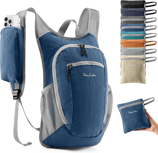 Uselike 10L Small Hiking Backpack Travel Daypack Lightweight Packable Back Pack for Women Men(Navy Blue)