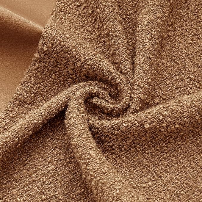 MIULEE Boucle Throw Pillow Covers 16x16 Inch Set of 2 Brown Faux Leather Textured Decorative Pillow Cases Boho Farmhouse Accents Cushion Covers for Couch Bed Livingroom Home Decor
