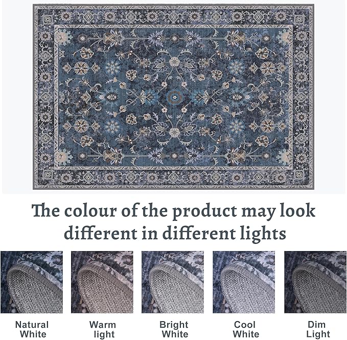 Tangsoo 2x4 Washable Rug for Entryway, Vintage Floral Entry Rug Non Slip, Indoor Front Door Small Rugs, Distressed Blue Print Door Mat Carpet, Soft Low Pile for Entrance Kitchen Bedroom Bathroom