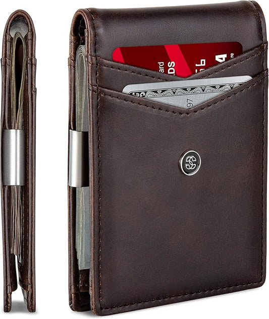 Suavell Slim Wallets for Men. Minimalist Bifold Wallet With Money Clip & ID Window. RFID Blocking Credit Card Holder Front Pocket Wallet, Gifts For Men - Husband Father On Birthday Anniversary.