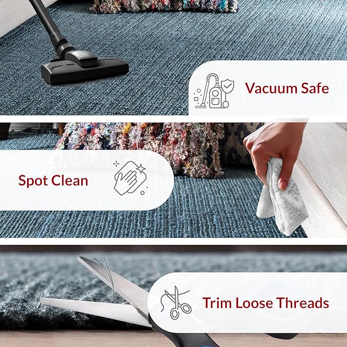Nuloom Daniela Blue, 2'6" x 8', Handmade, Jute, Tassel, Soft and Textured, High Traffic, Stain Resistant, Easy Clean, Durable Runner for Bedroom, Living Room, Dining Space, Foyer, Entryway