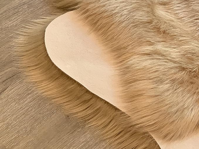 LAMBZY Faux Sheepskin Super Soft Hypoallergenic Silky Shag Bear Rug for Living Room, Kids Room, Sofa (3'x5', Beige)