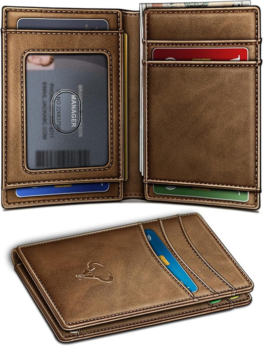 BULLIANT Slim Wallet For Men 12Cards,Magnetic Flip Build-in Money Clip Airtag Compatible-RFID Blocking