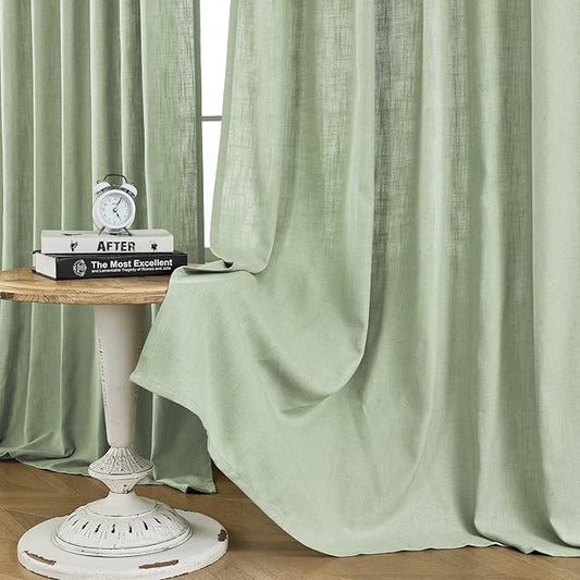 Joydeco Sage Green Curtains 84 Inch Length, Modern Farmhouse Panels for Living Room, Dining Room, Bedroom Aesthetic
