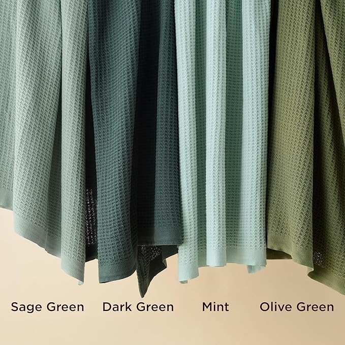 Bedsure Gentlesoft 100% Cotton Blanket Twin XL Size for College Dorm - Breathable and Soft, Waffle Weave Twin Blanket for Summer, Dorm Room Essentials, Mint, 66x90 inches