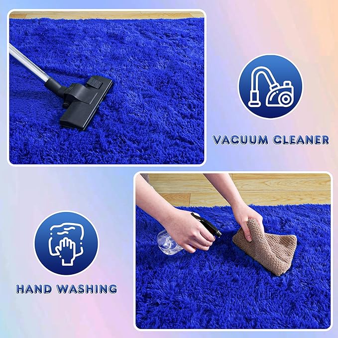 Ultra Fluffy Rug for Living Room Bedroom, 5x7 Fuzzy Large Area Rug for Living Room, Plush Soft Shag Carpet for Girl Boy Kids, Non Slip Rug Modern Indoor Home Decor Aesthetic, Royal Blue