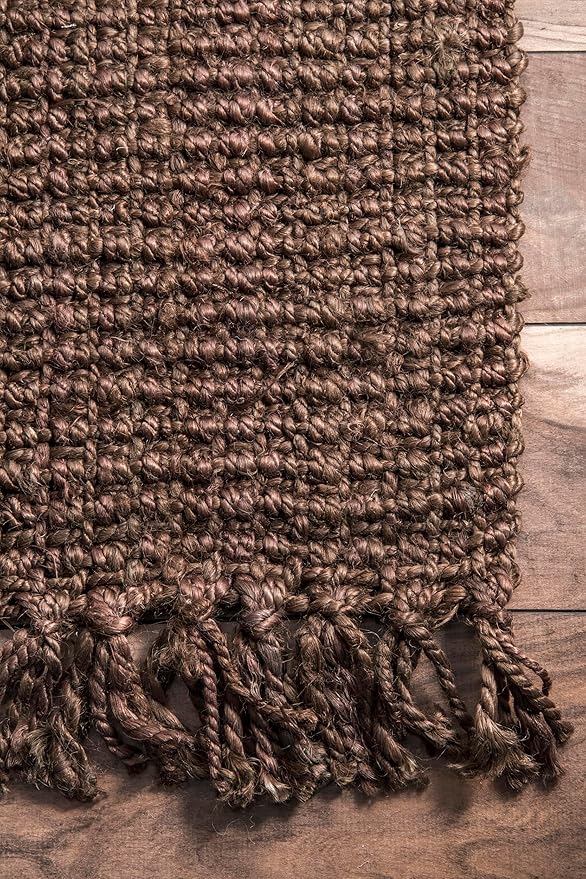 Nuloom Daniela Chocolate, 5' x 7'6", Handmade, Jute, Tassel, Soft and Textured, High Traffic, Stain Resistant, Easy Clean, Durable Area Rug for Bedroom, Living Room, Dining Space, Foyer, Entryway