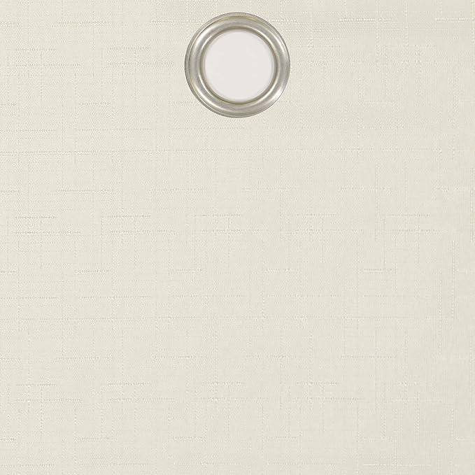Eclipse Kendall Solid Textured Blackout Thermal Insulated Lining Grommet Window Curtain for Bedroom (1 Panel), 42 in x 63 in, Ivory
