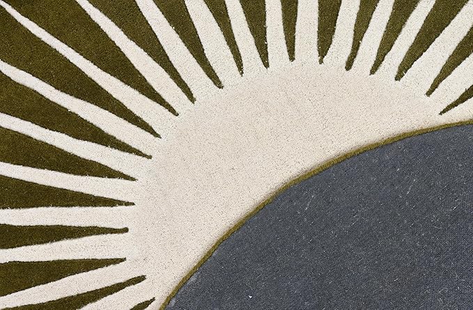 Modern Round Area Rug – Hand-Tufted with 100% NZ Wool, Thick & Soft Circular Carpet for Living Room, Bedroom & Dining Room Decor (Moss Green, 5' Round)