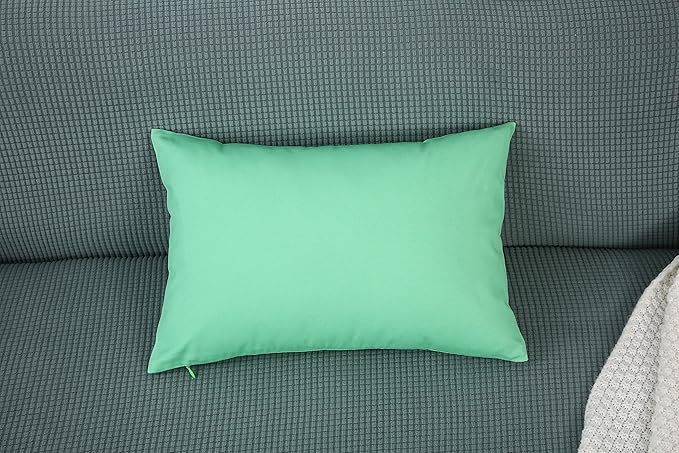TangDepot Handmade Decorative Solid 100% Cotton Canvas Throw Pillow Covers/Cushion Covers, 45 Colors Available - (12" x 18" , Mint Green, 1 Count (Pack of 1))
