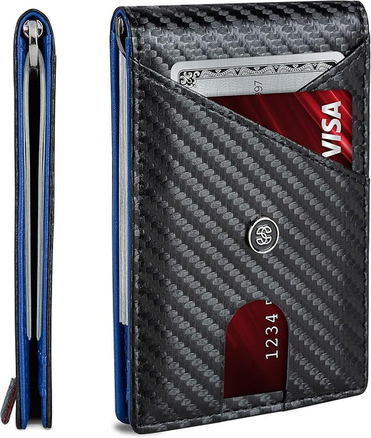 Suavell Slim Wallets for Men. RFID Money Clip Wallet, Slim Wallet, Thin Front Pocket Credit Card Wallet, Minimalist Bifold (Ocean Stone Pilot)
