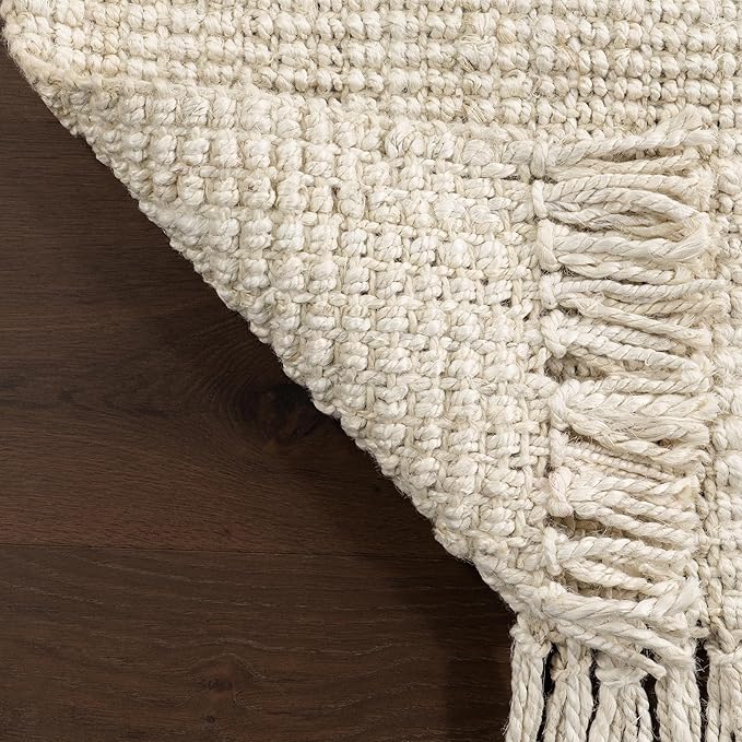 Nuloom Daniela Off-White, 4' Round, Handmade, Jute, Soft and Textured, High Traffic, Stain Resistant, Easy Clean, Durable Area Rug for Bedroom, Living Room, Dining Space, Foyer, Entryway