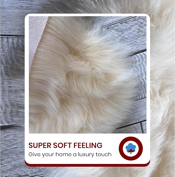 Free Shape Luxury Soft Fluffy Shag Area Rug Single and a Half 2'x4', 60x120cm - Vegan Fur Ultra Soft Indoor Carpet Nursery Rugs for Bedroom Home Decor, Cream
