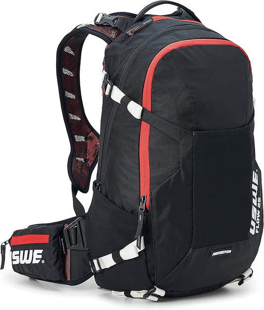 USWE Flow 25L - Backpack with Back Protector, for Bike, Mountainbike, MTB and E-MTB, Black