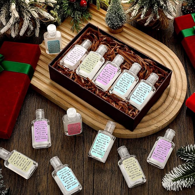 10 Pcs Thank You Gifts for Coworker Mini Hand Sanitize Gel Bulk Scent Hand Sanitizer Travel Size Inspirational Appreciation Gifts for Party Supplies Friends Teacher Employee