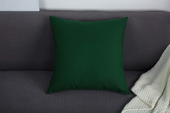 TangDepot Handmade Decorative Solid 100% Cotton Canvas Throw Pillow Covers/Pillow Shams, (20"x20", Deep Green)