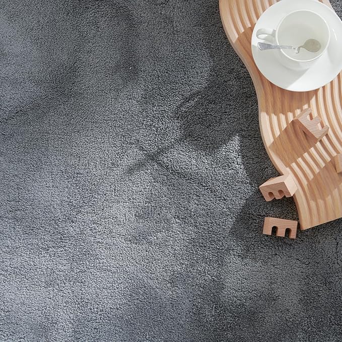 jinchan Solid Plush Area Rug 4x6 Performance Shaggy Washable Rug Indoor Soft Modern Faux Wool Cozy Non Slip Carpet for Living Room Kids Room Bedroom Dining Room Nursery Grey