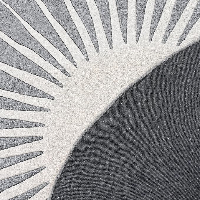 Modern Round Area Rug – Hand-Tufted with 100% NZ Wool, Thick & Soft Circular Carpet for Living Room, Bedroom & Dining Room Decor (Grey, 3' Round)