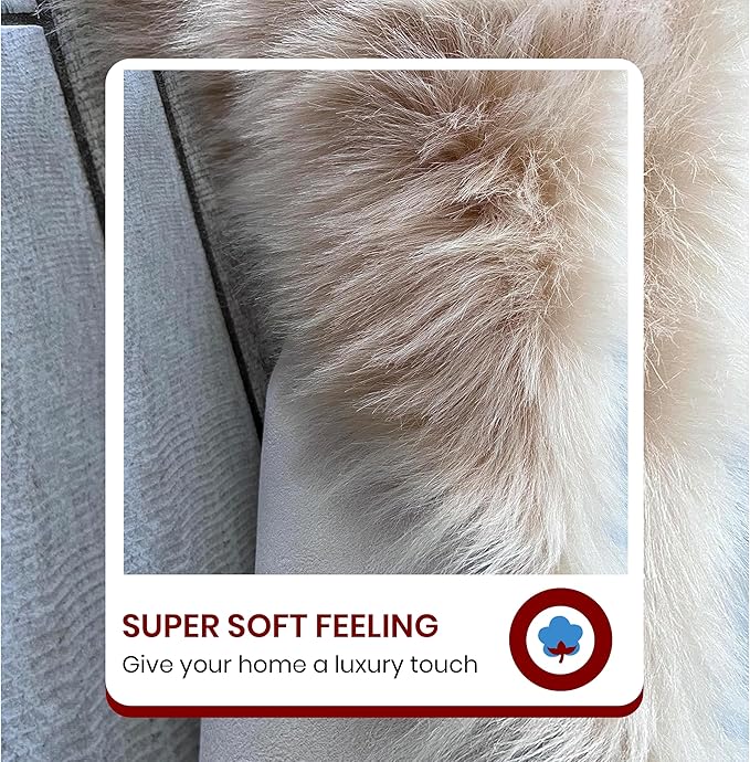 LAMBZY Faux Sheepskin Super Soft Hypoallergenic Silky Shag Rug for Living Room, Kids Room, Sofa (Double 2'x6', Beige)