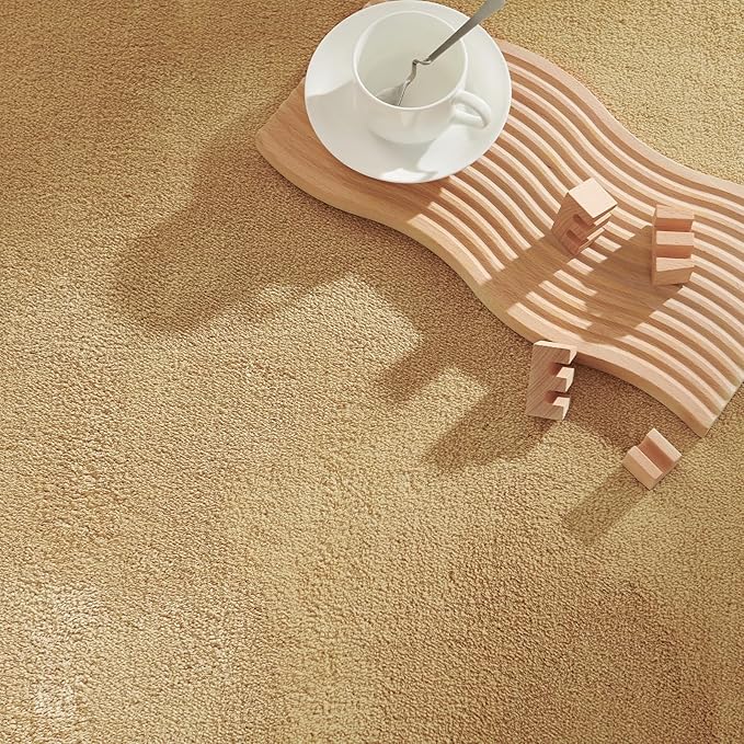 jinchan Solid Plush Area Rug 2x3 Performance Shaggy Washable Rug Indoor Entryway Doormat Soft Modern Faux Wool Cozy Non Slip Carpet for Living Room Kid Room Bedroom Nursery Tan
