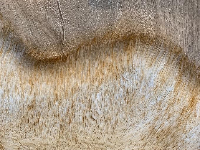 LAMBZY Faux Sheepskin Super Soft Hypoallergenic Silky Shag Rug for Living Room, Kids Room, Sofa (5 Pelts Side by Side 3'x10', White/Brown Tips)