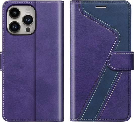 CIVICASE for iPhone 16 Pro Max Wallet Case,PU Leather Flip Case RFID Blocking Credit Card Holder Folio Magnetic Stand TPU Shockproof Cover Compatible with iPhone 16 Pro Max, Purple Blue
