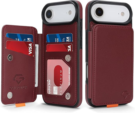 GUERNICA for iPhone 17 Air (6.7") Case Wallet with Card Holder, RFID Blocking Leather Protection, Shockproof Women Men Phone Case for iPhone Air, Wine Red
