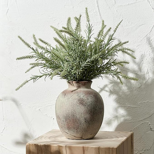 SIDUCAL Ceramic Decorative Flower Vase | 7.48 Inch Pottery Rustic Farmhouse Boho Vase for Home Decor, Table, Living Room, Bathroom, Coffee Desk, Shelf, Mantel Decoration, Wedding, Terra