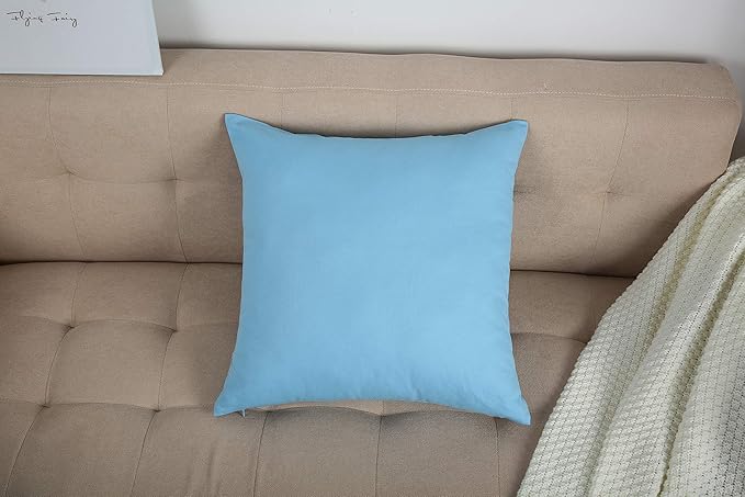 TangDepot Handmade Decorative Solid 100% Cotton Canvas Throw Pillow Covers/Pillow Shams, (28"x28", Sky Blue), 1 Count (Pack of 1)
