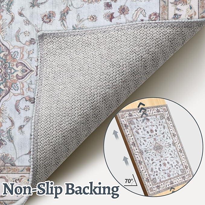 Tangsoo 2x3 Small Rug for Entryway, Washable Area Entry Rugs Non Slip, Low Pile Soft Area Rugs, Indoor Front Door Boho Throw Rug Carpet for Entrance Kitchen Bedroom Bathroom Home Decor