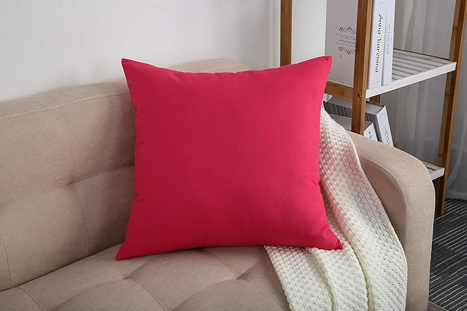TangDepot Cotton Solid Throw Pillow Covers, 26" x 26" , Watermelon Red, 1 Count (Pack of 1)