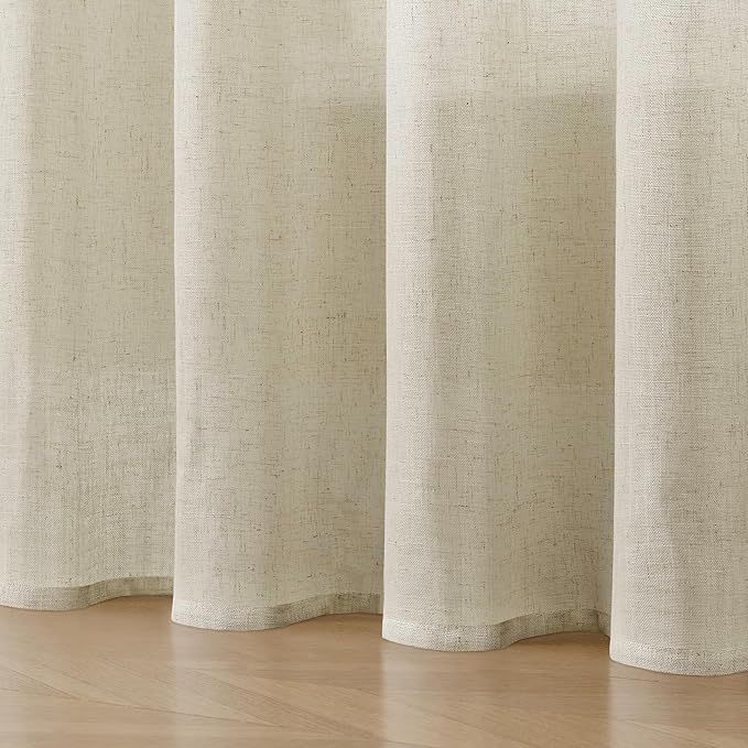 Joydeco Linen Curtains 96 Inch Length 2 Panel Sets,Light Filtering Curtains for Bedroom 100 Inch Wide Living Room Drapes with Back Tabs & Rod Pockets (W100 x L96 Inch, Beige)