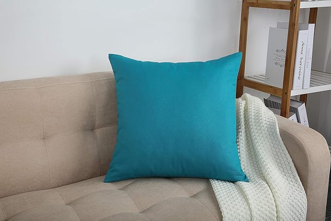 TangDepot Handmade Decorative Solid 100% Cotton Canvas Throw Pillow Covers/Cushion Covers, 45 Colors Available - (18" x18" , Blue Ashes, 2 Count (Pack of 1))