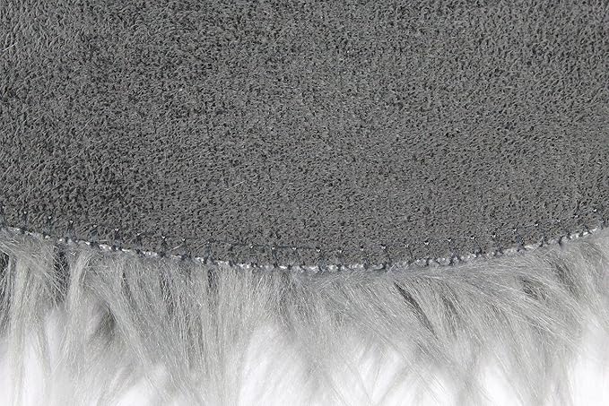 Nouvelle Legende Faux Fur Sheepskin Rug Single, Soft, Plush, Premium High-Pile Accent Rug for Bedrooms, Hallways & Living Spaces, Warm & Cozy, Faux Leather Backing, Easy Care, 23" x 40", Gray