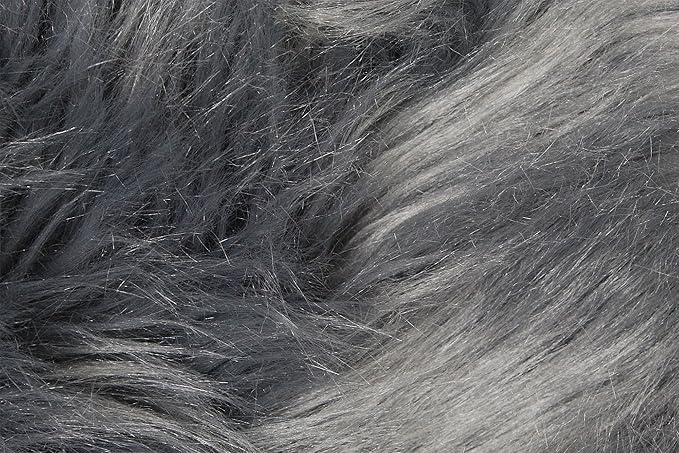 Nouvelle Legende Faux Fur Sheepskin Rug Quattro, Soft, Plush, Premium High-Pile Accent Rug for Bedrooms, Hallways & Living Spaces, Warm & Cozy, Faux Leather Backing, Easy Care, 43" x 73", Gray