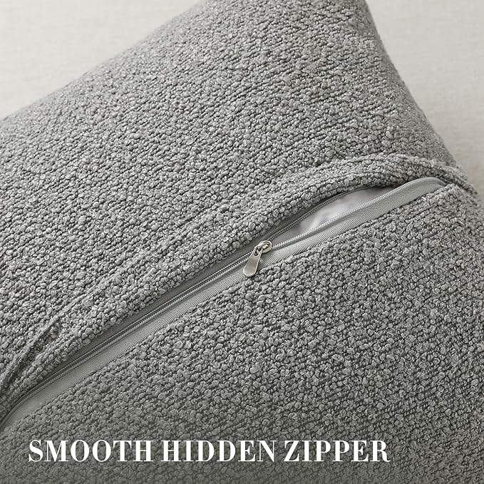 Throw Pillow Covers 18 x 18 Inch Set of 2, Accent Soft Boucle Textured Pillow Cover, Decorative Solid Color Cozy Cushion Pillow Case for Couch Bedroom Sofa Living Room Home Decor, Light Gray