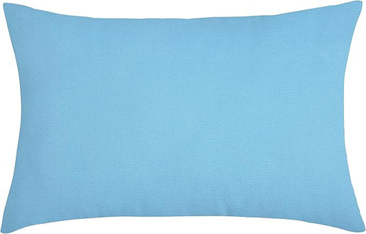TangDepot Handmade Decorative Solid 100% Cotton Canvas Throw Pillow Covers/Pillow Shams, (12"x20", Sky Blue)