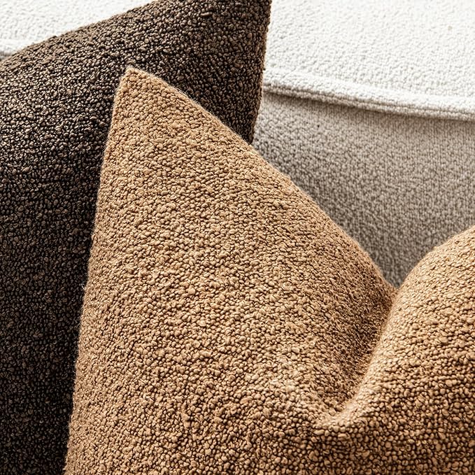 MIULEE 16x16 Inch Decorative Pillow Covers for Couch Bed Set of 2 Textured Boucle Neutral Winter Throw Pillows Brown Accent Solid Cushion Vintage Pillowcases Sofa Livingroom Home Decor