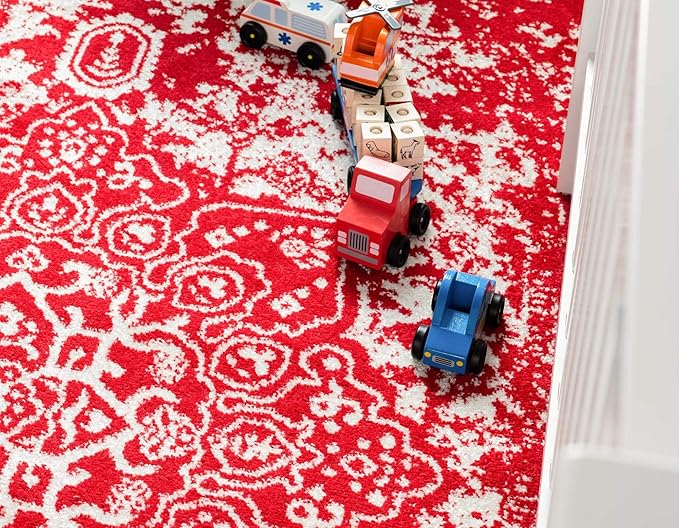 Rugs.com Arlington Collection Rug – 8' x 10' Red Medium-Pile Rug Perfect for Living Rooms, Large Dining Rooms, Open Floorplans