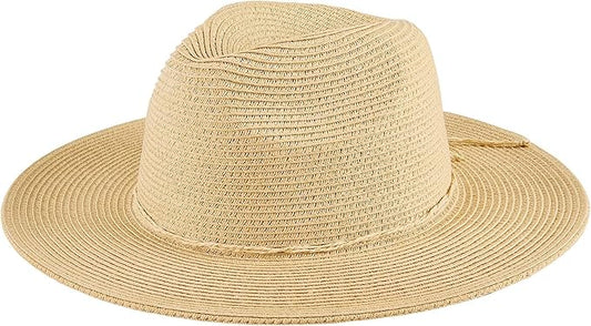 San Diego Hat Co. Women's Water Repellent Fedora with Tie (Natural) - UPF 50+ Sun Protection and Water Resistant