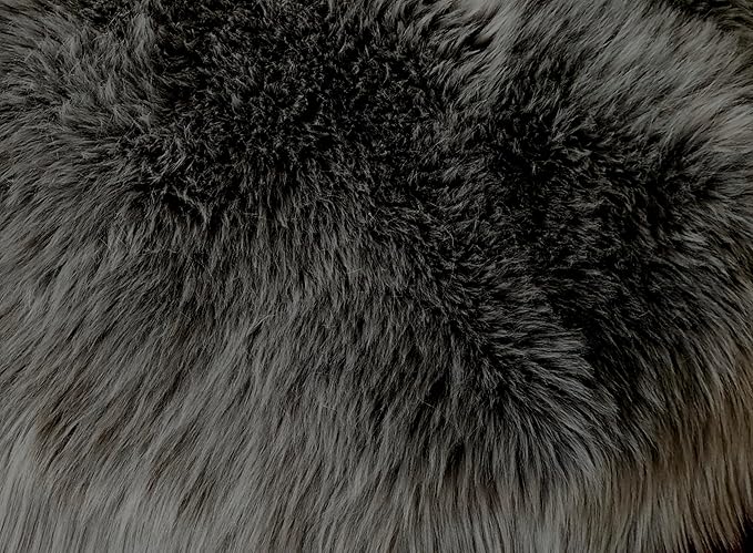Free Shape Luxury Soft Fluffy Shag Area Rug Triple Side by Side 3'x6', 90x180cm - Vegan Fur Ultra Soft Indoor Carpet Nursery Rugs for Bedroom Home Decor, Dark Grey