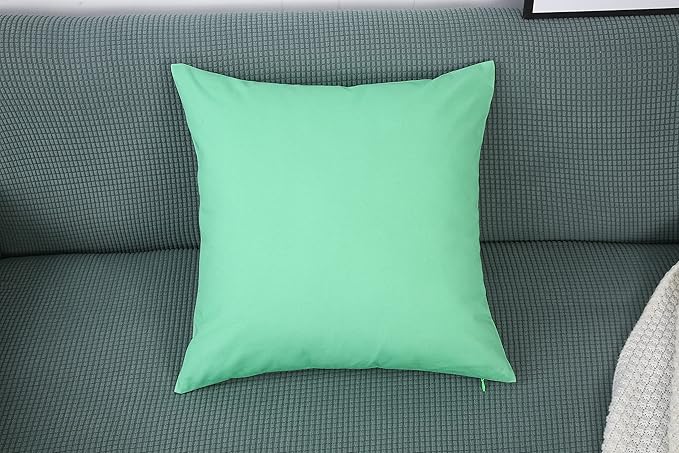 TangDepot Handmade Decorative Solid 100% Cotton Canvas Throw Pillow Covers/Cushion Covers, 45 Colors Available - (14" x 14", Mint Green)