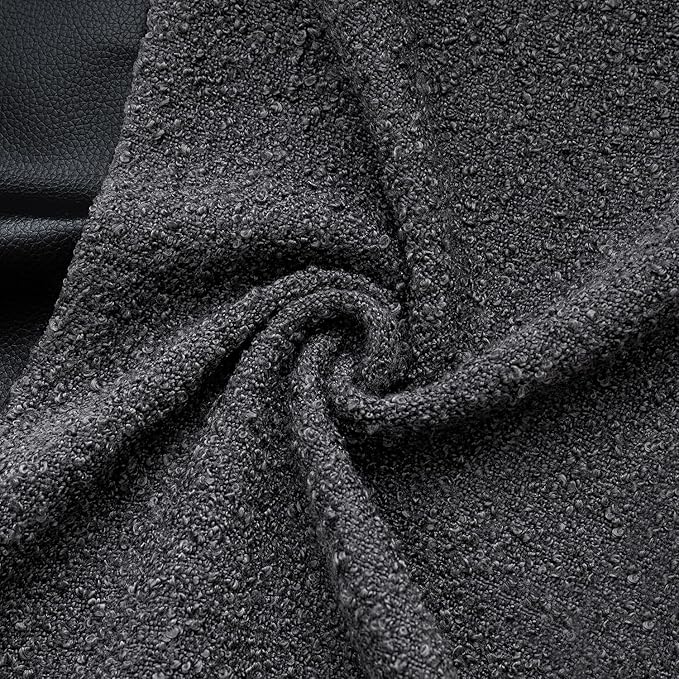 MIULEE Boucle Throw Pillow Covers 20x20 Inch Set of 2 Black Faux Leather Textured Decorative Pillow Cases Boho Farmhouse Accents Cushion Covers for Couch Bed Livingroom Home Decor