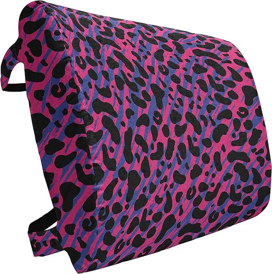Ambesonne Jungle Lumbar Back Support Pillow, 80s Style Vintage Leopard Skin Radiant Colors Tiger Savannah Print, High Density Foam for Office Chairs Car Seats, 14" x 13", Royal Blue Hot Pink