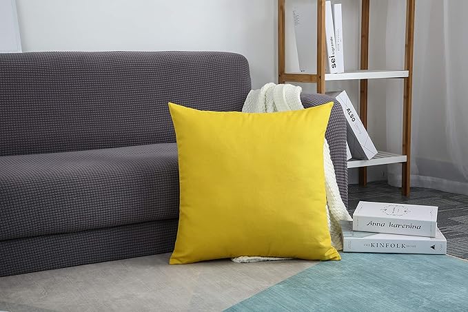 TangDepot Handmade Decorative Solid 100% Cotton Canvas Throw Pillow Covers /Pillow Shams, (16"x16", Deep Yellow), 1 Count (Pack of 1)