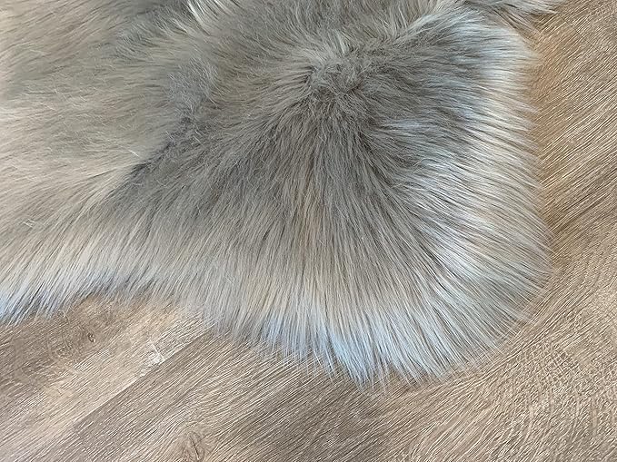 LAMBZY Faux Sheepskin Super Soft Hypoallergenic Silky Shag Rug for Living Room, Kids Room, Sofa (5 Pelts Side by Side 3'x10', Grey)