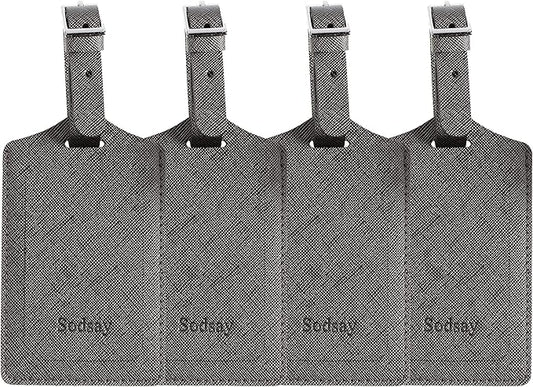 Sodsay Luggage Tags for Suitcases,4 Pack TSA Approved,Privacy Protection Bag Tags for Luggage,Airplane Travel Accessories(CH Greyish Gold)